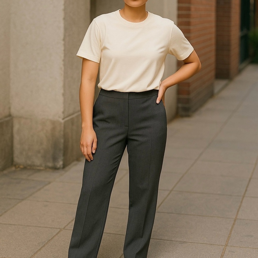 NWT Talbots Women's 8 long gray classic Straight Leg dress career office Pants